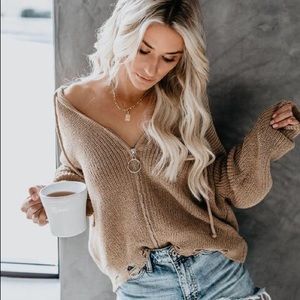 NWOT Vici brown distressed sweater jacket